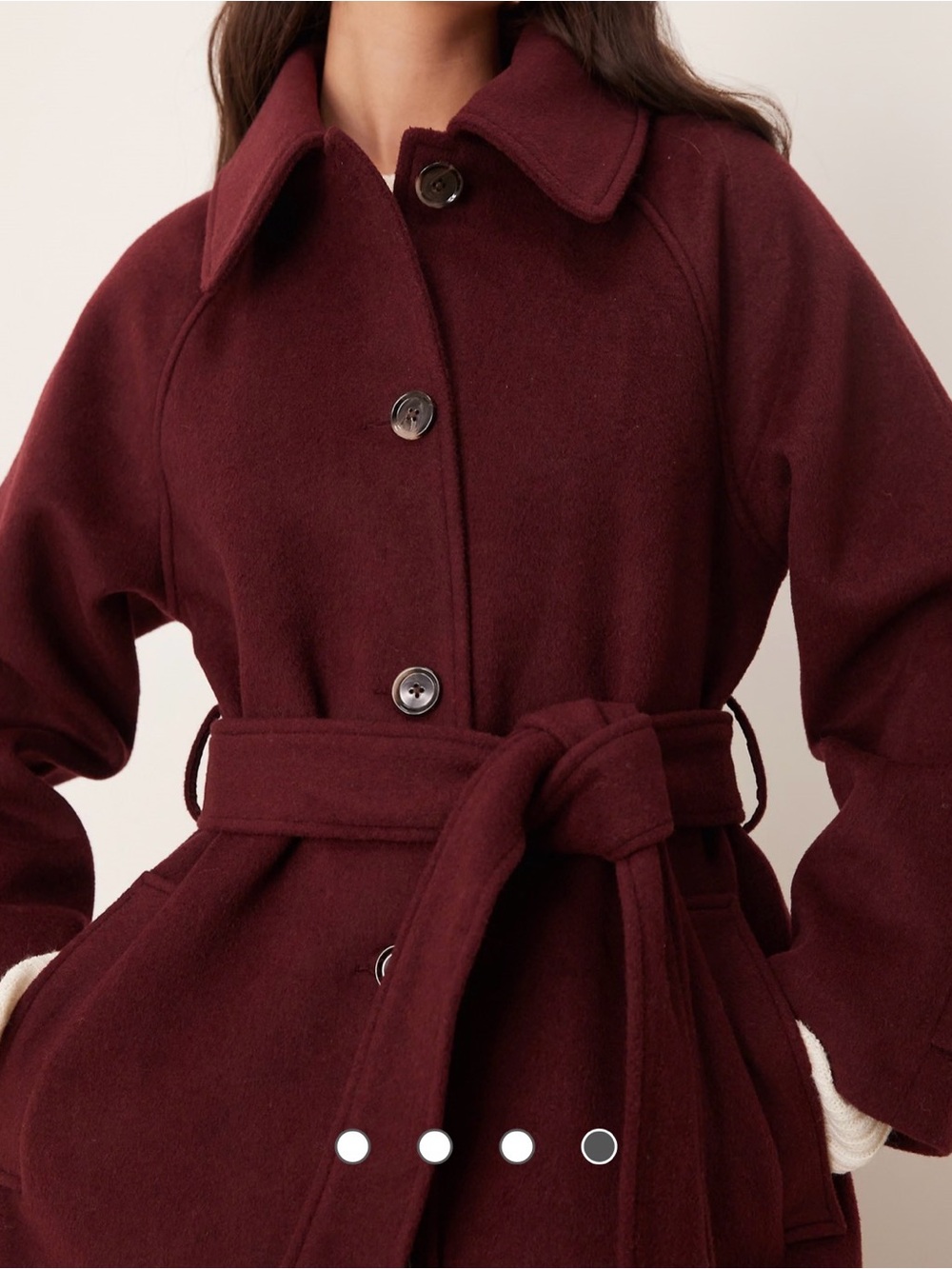 Abercrombie Long Belted Wool-Blend Coat - Burgundy